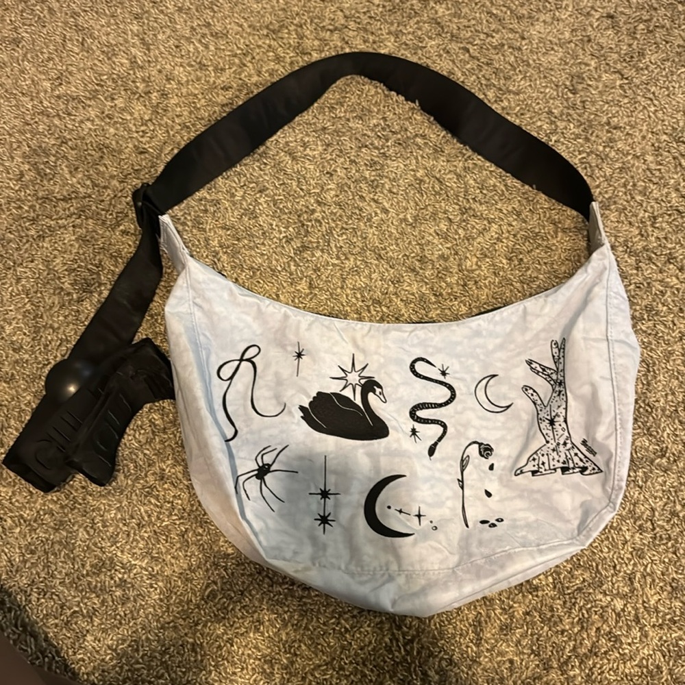 light blue medium crescent bag embroidered ballet icons